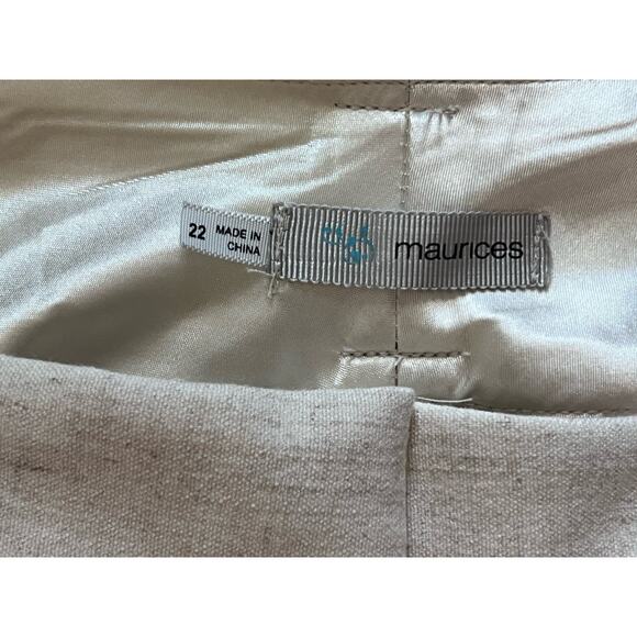 Maurices Wide Leg Capri Pants Womens 22 Ivory Beige Linen Blend NWT - Picture 3 of 6